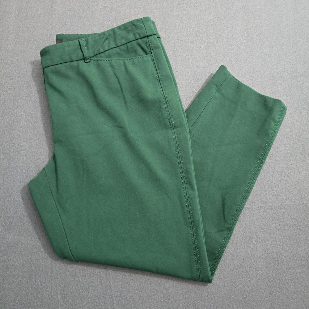 White House Black Market Women 12R Green Mid Rise Slim Ankle Stretch Dress Pants